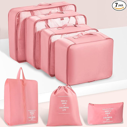 Packing Cubes 7 Set Travel Essentials for Carry on Luggage Organizers Bag Packing Cubes for Suitcases Travel Accessories()