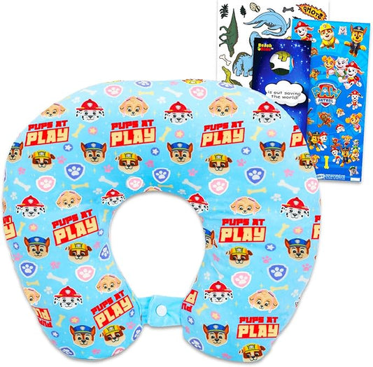 Paw Patrol Travel Neck Pillow for Kids - Bundle with 13" Neck Pillow, Tattoos, Stickers, More | Paw Patrol Travel Accessor...