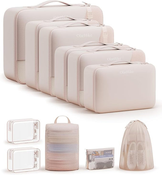 OlarHike Packing Cubes for Travel, Organizers for Suitcase, 9 Set Beige