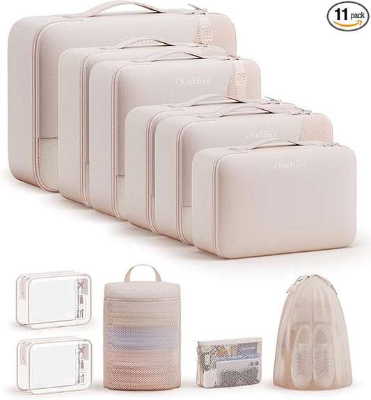 OlarHike Packing Cubes for Travel, Organizers for Suitcase, 9 Set Beige