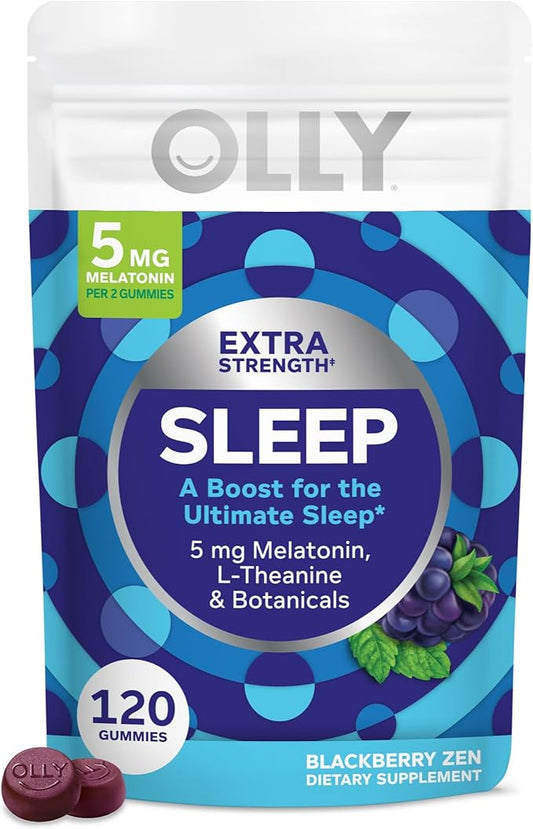 OLLY Extra Strength Sleep Gummy, 5 mg Melatonin, L-Theanine, Chamomile, Lemon Balm Extracts, Sleep Aid, BlackBerry Flavor...