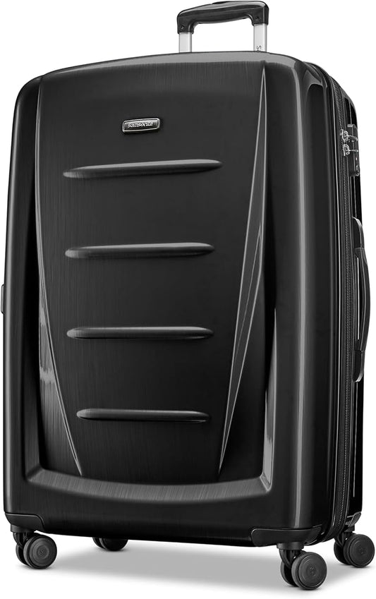 Samsonite Winfield 2 Hardside Expandable Luggage with Spinner Wheels, Brushed Anthracite, Checked-Large 28-Inch