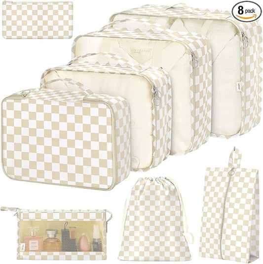 8 Set Packing Cubes for Suitcases,Packing Cube with Shoe, Cosmetics, Clothing, and Accessories Bags Packing Cubes for Trav...