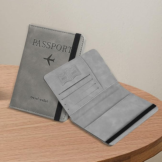 RFID Passport Holder Slim Travel Wallet with Leather Surface and Multi-Functional Card Organizer