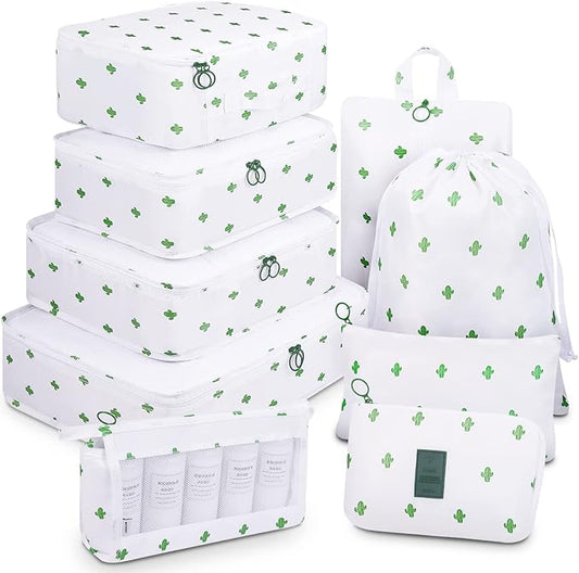 Mossio 9 Set Packing Cubes with Shoe Bag & Electronics Bag - Luggage Organizers Suitcase Travel Accessories