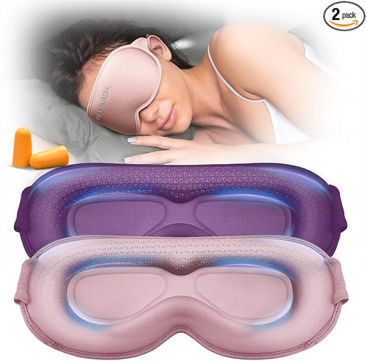 Weighted Eye Mask for Sleeping 2 Pack - 3D Contoured Sleep Masks for Women Men, Blackout Eye Mask for Travel, Meditation, ...