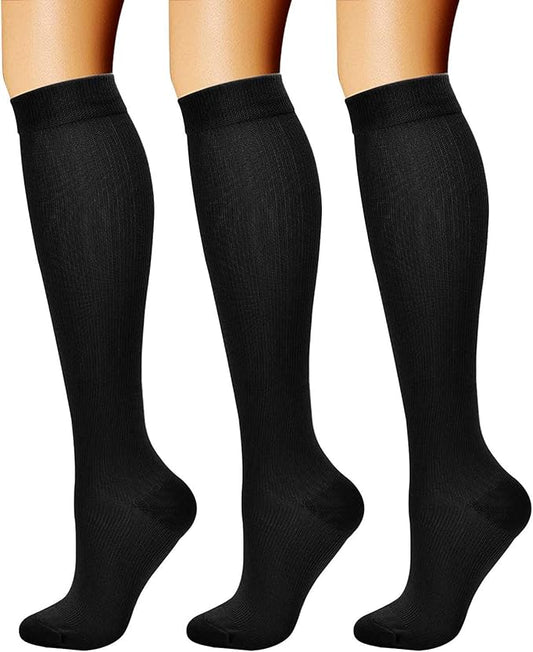 CHARMKING Compression Socks for Women & Men Circulation (3 Pairs) 15-20 mmHg is Best Support for Athletic Running Cycling