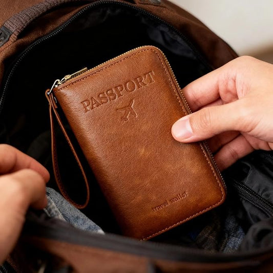 1Pc Multi Functional Travel Wallet For Men And Women, Passport Wallet, Anti-theft Thin Cover With Zipper Suitable For Dail...