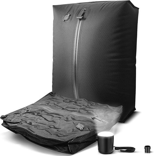 Travel Vacuum Bags with Pump, IP67 Reusable Vacuum Compression Bags for Travel, Backpack & Suitcases | Space-Saving Vacuum...