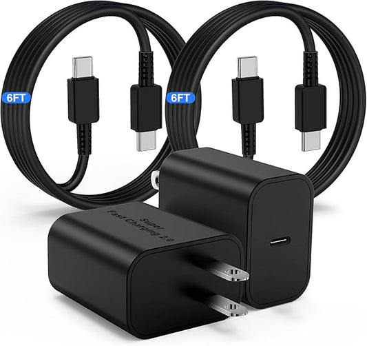 45W USB-C Charger for Samsung Charger Super Fast Charging, Type C Charging Block &6FT USBC Android Phone Cable Cord 2Pack ...