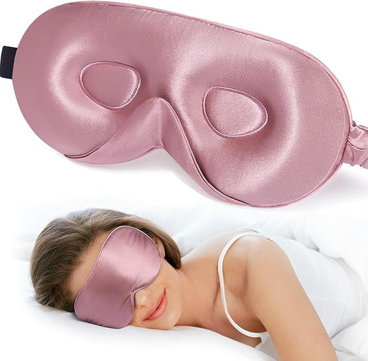 LitBear 100% 22 Momme Mulberry Silk Sleep Mask - 3D Contoured Eye Mask for Men Women, Soft Breathable Sleeping Mask with A...
