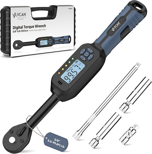 3/8 Torque Wrench Digital (5.02-99.6 Ft.Lb）±2% Accuracy Digital Spark Plug Socket & Tire Inch Pound Torque Wrench 3/8 Driv...
