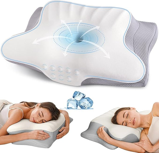 Cervical Neck Pillow for Pain Relief, Ergonomic Pillow Side Sleeper Pillow for Sleeping, Contour Memory Foam Pillows with ...