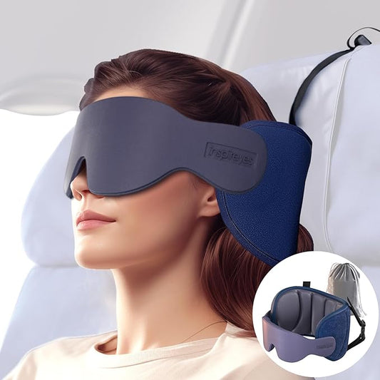 Inspireyes Travel Pillows for Airplanes, 360° Head Support for Long Flight, Soft Airplane Pillow with 3D Eye Mask for Slee...