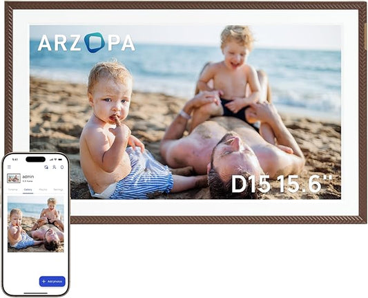 Arzopa 15.6" Large Digital Picture Frame, 1920X1080 FHD Touchscreen with Anti-Glare, 32GB Storage Electric Picture Frame S...