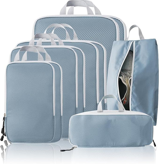 Compression Packing Cubes, 10 Set Packing Cubes for Travel Compression, Lightweight Compressible Package Organizer for Car...