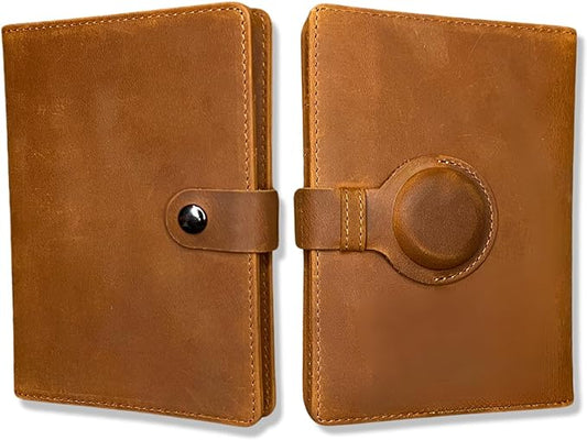 Genuine Leather AirTag and Moto Tag Passport Holder and Wallet for Men and Women RFID Blocking for Secure Traveling and Do...