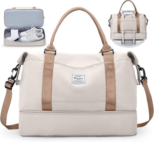 Travel Duffel Bag with Shoes Compartment, Overnight Weekender Bags for Women,Carry on Personal Item Bag