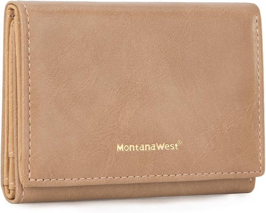 Montana West Wallet Women Small Trifold Wallet RFID Blocking Minimalist Wallets with ID Window