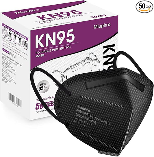 Miuphro KN95 Face Mask 50 Pack, Disposable Respirator Masks, 5 Layer Design Safety Mask for Protection, Ideal for Men and ...