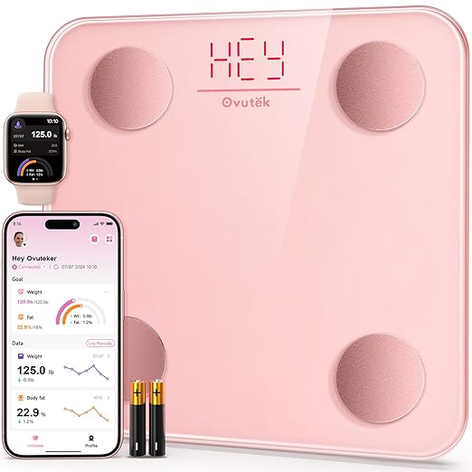 Ovutek Smart Scale for Body Weight, Digital Bathroom Scale BMI Weighing Body Fat Scale, Accurate Body Composition Scale Mo...