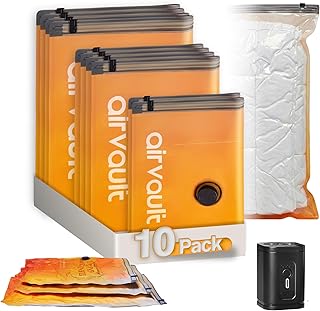Vacuum Storage Bags for Travel & Home - Space Saver Compression Packing Bags Set for Clothes, Blankets & Seasonal Storage,...