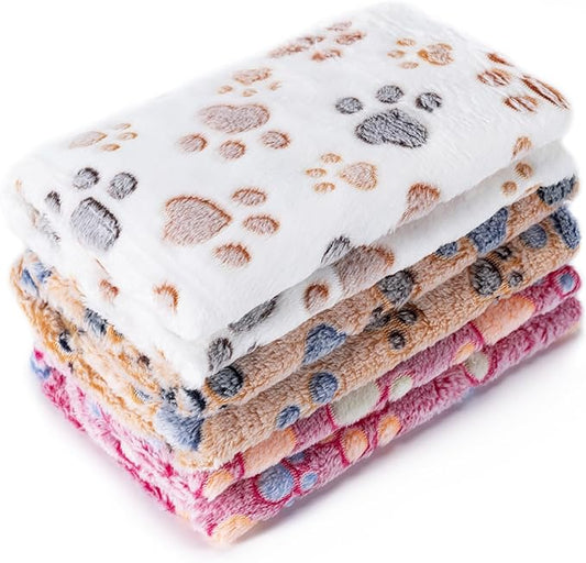 1 Pack 3 Blankets Super Soft Fluffy Premium Fleece Pet Blanket Flannel Paw Printed Throw for Dog Puppy Cat (Small 23x16'',...