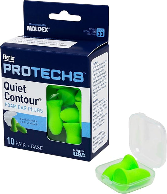 Flents Protechs Foam Ear Plugs, 10 Pair with case Sleeping, Snoring, Loud Noise, Traveling, Concerts, Construction, Studyi...