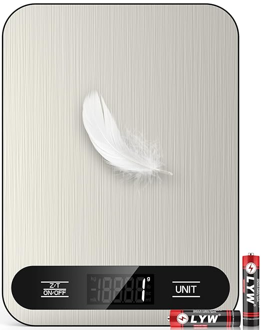 Mik-Nana Food Scale, 22lb Digital Kitchen Scale with 6 Units Tare Function & LCD Display, Stainless Steel Weight Grams and...