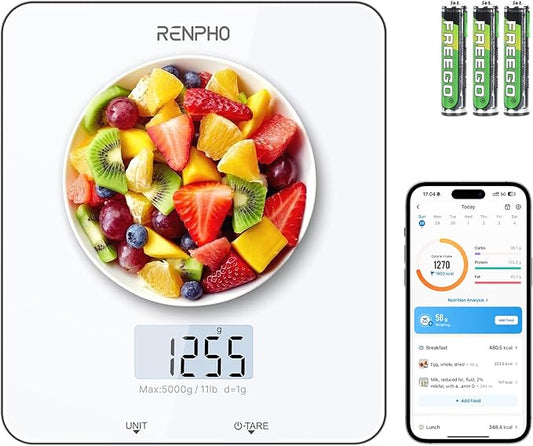 RENPHO Food Scale with Nutritional Calculator, Digital Kitchen Scale for Weight Loss, Smart Food Weight Scale with App for...