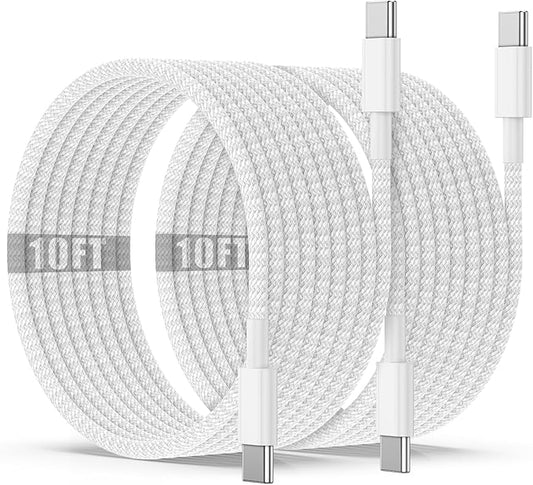 USB C to C Charging Cable 10ft, 60W Fast Type C to C Charger Cord Long for Apple iPhone 17 Pro Max/17 Air/16 Pro Max/15 Pl...