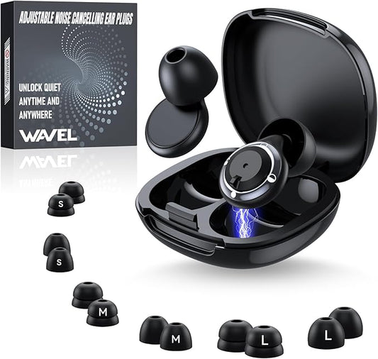 WAVEL Adjustable Ear Plugs for Sleeping Noise Cancelling - 3 Modes Noise Reduction EarPlugs (17-35dB) for Snoring, Travel...