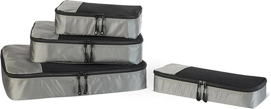 Amazon Essentials 4-Piece Packing Cubes Travel Accessories Set, Luggage Organizer with Double Zipper, Mesh Top, 100% Polye...