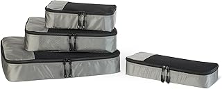 Amazon Essentials 4-Piece Packing Cubes Travel Accessories Set, Luggage Organizer with Double Zipper, Mesh Top, 100% Polye...