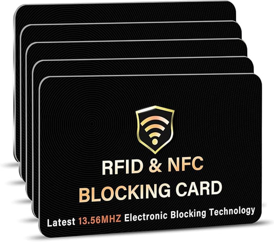 SaiTech IT 5 Pack RFID Blocking Card, One Card Protects Entire Wallet Purse, NFC Contactless Bank Debit Credit Card Protec...
