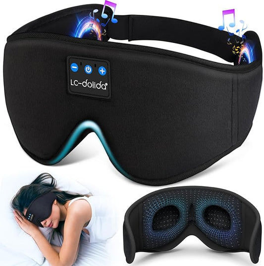 LC-dolida Sleep Headphones, 3D Sleep Mask Bluetooth Wireless Music Eye Mask, Sleeping Headphones for Side Sleepers Sleep M...