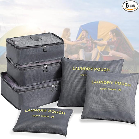 Packing Cubes 6 Set Travel Essentials for Carry on Luggage Organizers Suitcase Travel Accessories (Grey)