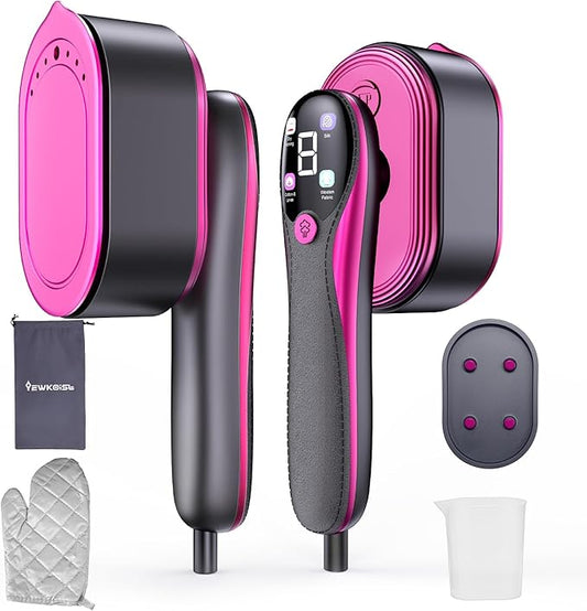 Yewkoisl Travel Steamer for Clothes, 2-in-1 Foldable Handheld Garment Steamer & Iron with LED Display, 10s Fast Heat Up, S...