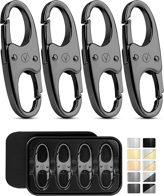 Vantamo Premium 4 Zipper Clips Anti Theft for Backpack, Luggage & Purse, Pull Replacement Zipper Locks, Purse Clip for Travel
