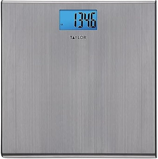 Taylor Digital Scales for Body Weight, Extra-High 440 lb Capacity, Thin Profile, Unique Blue LCD, Glass Platform, 12.2 x 1...