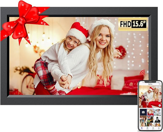 15.6 Inch Large Digital Picture Frame, 32GB WiFi Digital Photo Frame, 1920 * 1080 FHD IPS Touch Screen, Auto-Rotate, Wall-...