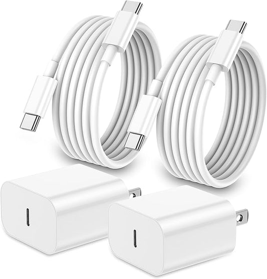 iPhone 17 16 15 Charger Fast Charging,2Pack 20W Apple iPad USB C Wall Chrager Block with 6FT USB C to C Cable for iPhone 1...