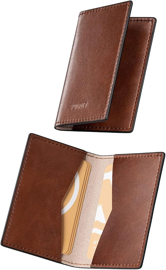 VULKIT Leather Business Card Holder 2 Sided Slim Business Name Card Organizer for Men or Women, Up to hold 20 cards (Vinta...