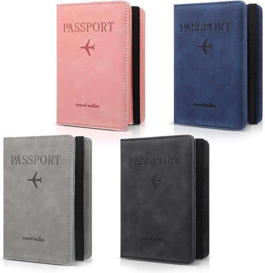 4 PCS Passport Holder Cover Combo Leather Passport Holder Combo with Vaccine Card Slot Passport Cover Passport Case Cover ...