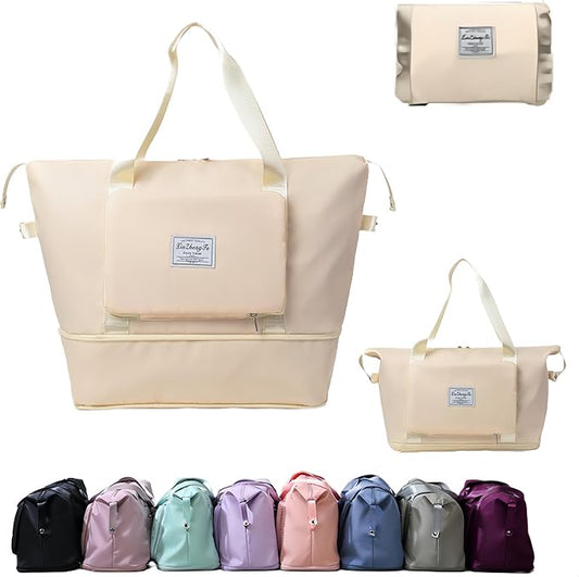 RichMoro Large Capacity Foldable Travel Bag, Expandable lightweight Carry on Bag, Dry with Wet Separation Spor Duffel Bags