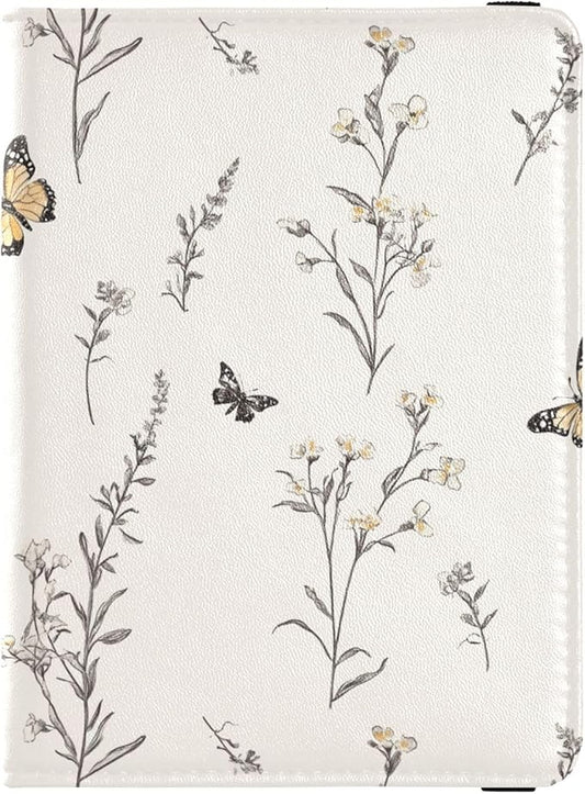 Retro Flowers Butterflies Passport and Vaccine Card Holder Combo Travel Documents Organizer Protector Passport Holder Comb...