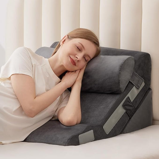 MEGCXIT 3PCS Bed Wedge Pillow for Headboard, Adjustable Wedge Pillow for Sleep Apnea, 23” Wide Triangle Pillow Wedge Set f...