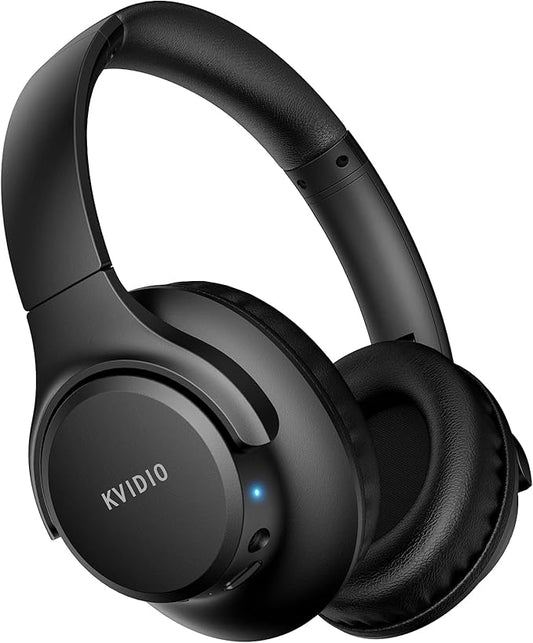 KVIDIO Bluetooth Headphones Over Ear, 65 Hours Playtime Wireless Headphones with Microphone, Foldable Lightweight Headset ...