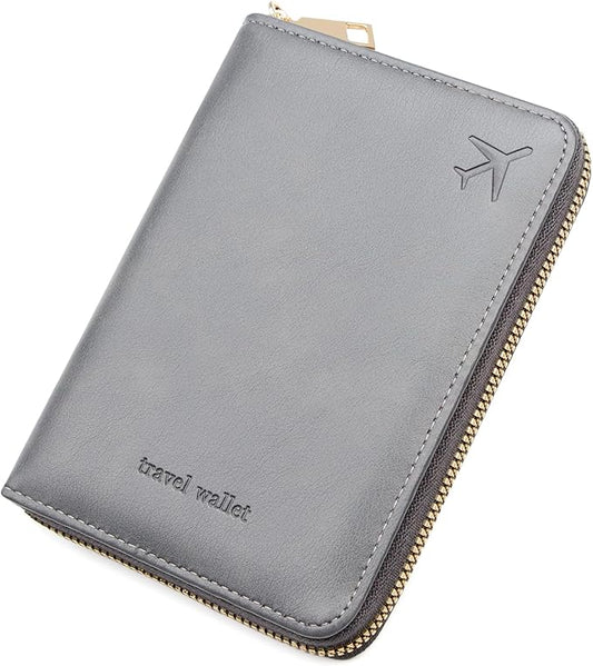 defway Passport Holder Travel Wallet - RFID Blocking Passport Holder Wallet, Full Zip Travel Card Cover with RFID Protecti...