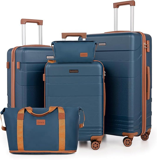 Luggage Sets 5 Piece with Spinner Wheels, Lightweight Hardshell Suitcases Set with Lock for Men and Women, Carry on Luggag...